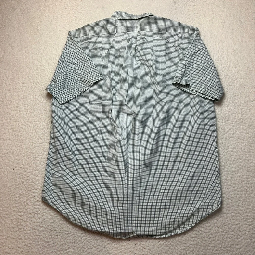 Ralph Lauren Button Down Mens Large Green Blue Classic‎ Fit Short Sleeve Plaid